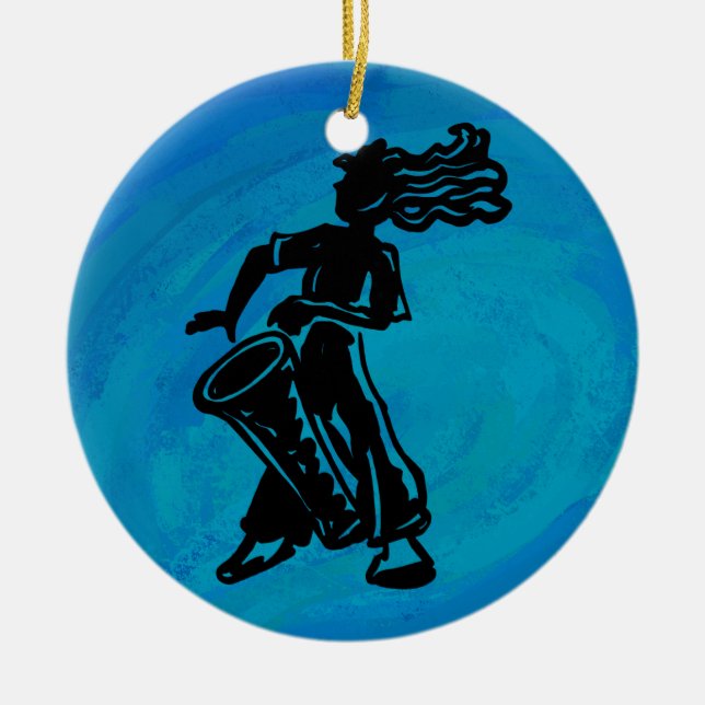 Ornamento De Cerâmica New York Boogie Nights Drum Blue (Frente)