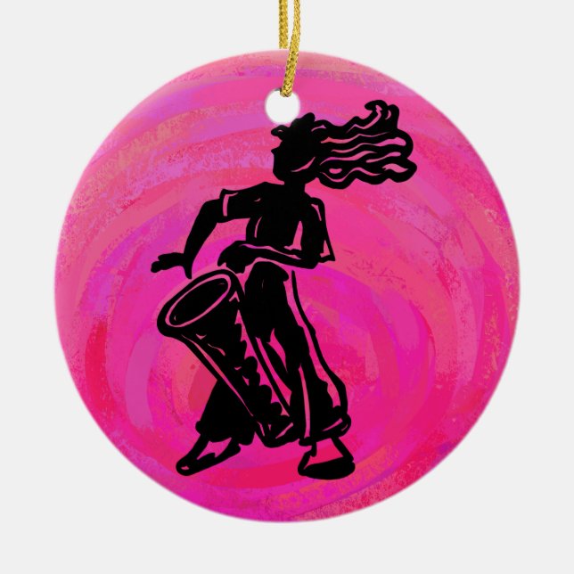 Ornamento De Cerâmica New York Boogie Nights Drum Hot Pink (Frente)