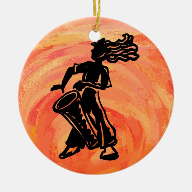 Ornamento De Cerâmica New York Boogie Nights Drum Orange (Frente)