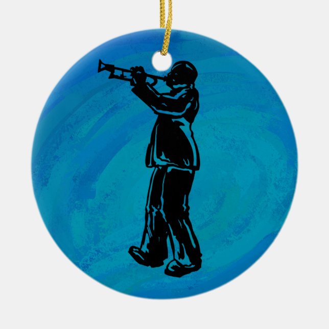 Ornamento De Cerâmica New York Boogie Nights Trumpet Blue (Frente)