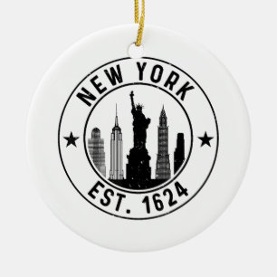 Ornamento De Cerâmica New York Est. Lover Nyc 1624