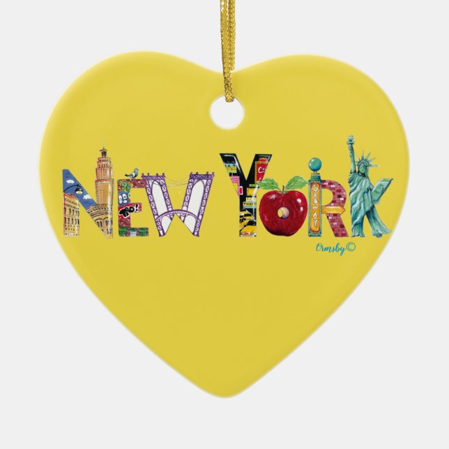 Ornamento De Cerâmica New York Heart Ornament (Frente)