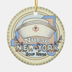Ornamento De Cerâmica New York Nurse