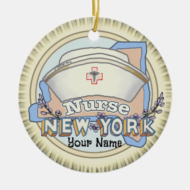 Ornamento De Cerâmica New York Nurse (Frente)