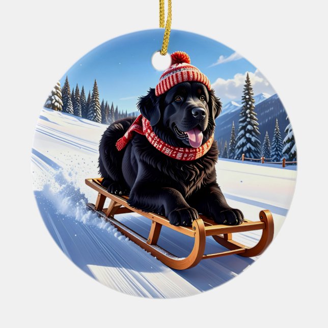 Ornamento De Cerâmica Newfoundland Dog Christmas (Frente)