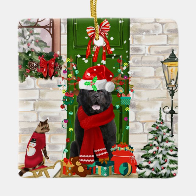 Ornamento De Cerâmica Newland Dog Christmas (Frente)