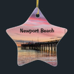 Ornamento De Cerâmica Newport Beach Balboa Pier<br><div class="desc">Balboa Pier de Newport Beach no ensolarado sul da Califórnia. Um ornamento personalizável com muitas opções.</div>