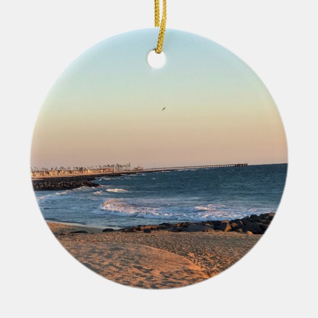 Ornamento De Cerâmica Newport Beach em Sunset, Califórnia (Frente)
