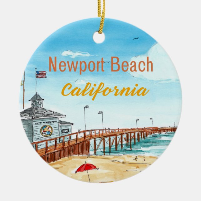 Ornamento De Cerâmica Newport Beach Pier Ornament (Frente)