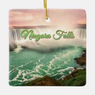 Ornamento De Cerâmica Niagara Falls, Canadá por pôr do sol estilizado