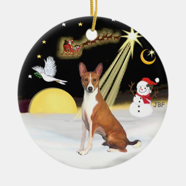 Ornamento De Cerâmica NightFlight - Basenji (Frente)