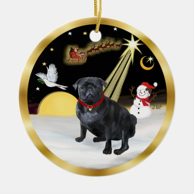 Ornamento De Cerâmica NightFlight - Black Pug (K) (Frente)