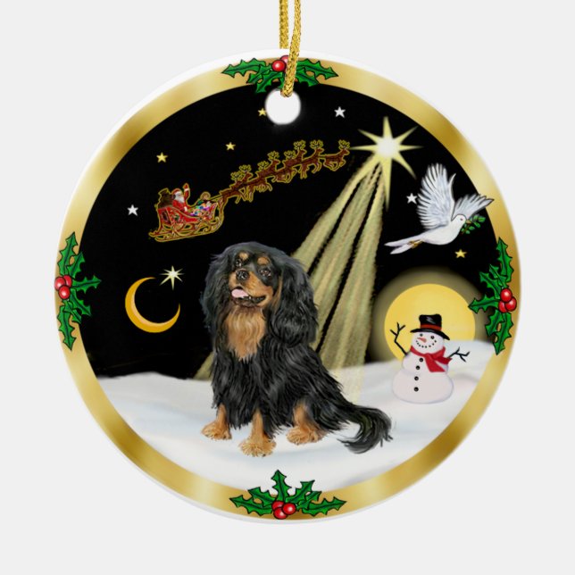 Ornamento De Cerâmica NightFlight - Cavalier King Charles (bronzeado neg (Frente)