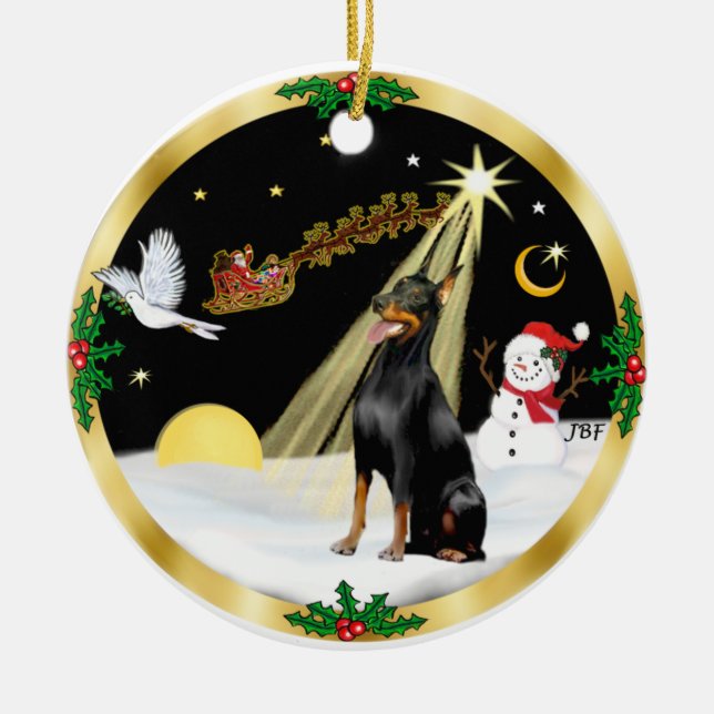 Ornamento De Cerâmica NightFlight - Doberman Pinscher (Frente)