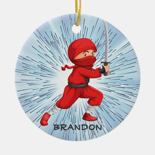 Ornamento De Cerâmica Ninja Boy Design Ornament (Frente)