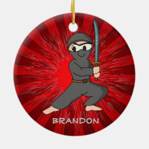 Ornamento De Cerâmica Ninja Boy Design Ornament