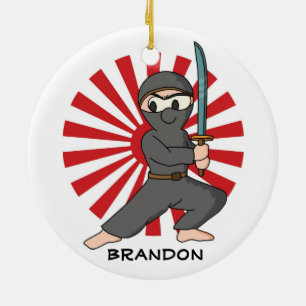 Ornamento De Cerâmica Ninja Boy Design Ornament
