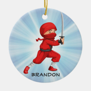 Ornamento De Cerâmica Ninja Boy Design Ornament