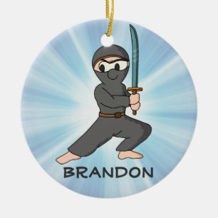 Ornamento De Cerâmica Ninja Boy Design Ornament