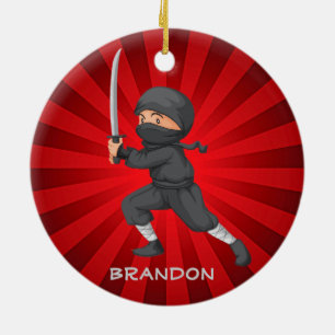 Ornamento De Cerâmica Ninja Boy Design Ornament