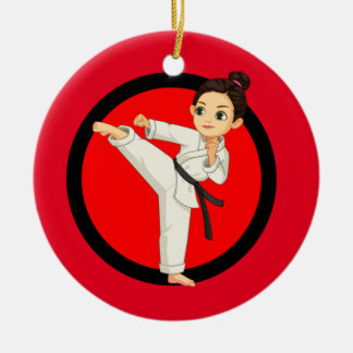 Ornamento De Cerâmica Ninja/Karate Girl Cerâmica Ornament