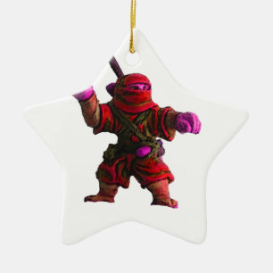 Ornamento De Cerâmica Ninja no vermelho