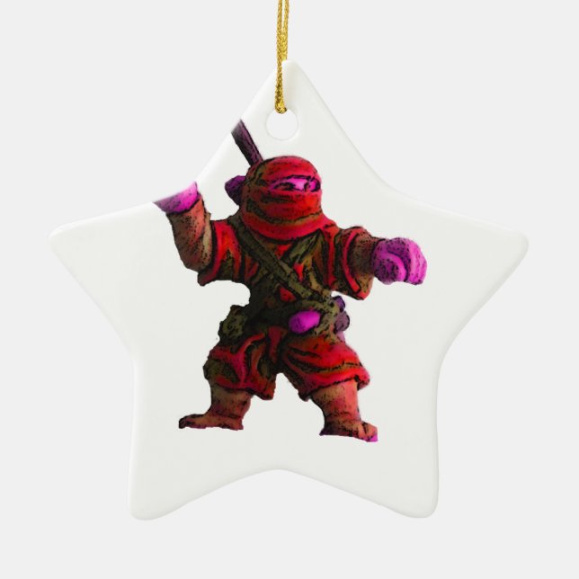 Ornamento De Cerâmica Ninja no vermelho (Frente)