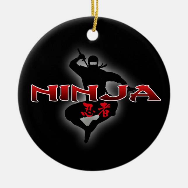 Ornamento De Cerâmica Ninja Silhouette (Frente)