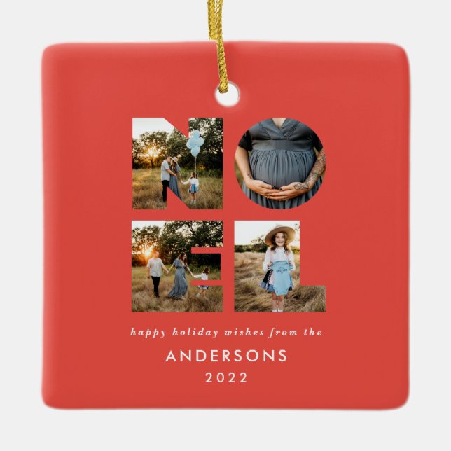 Ornamento De Cerâmica Noel Christmas bold 4 foto simples Holiday (Frente)