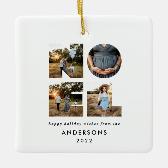 Ornamento De Cerâmica Noel Christmas bold 4 foto simples Holiday (Frente)