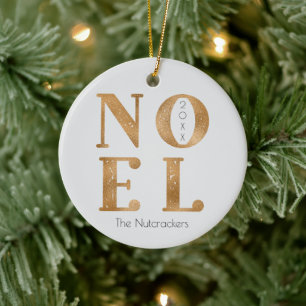 Ornamento De Cerâmica Noel Dourado Typografia Foto de Natal