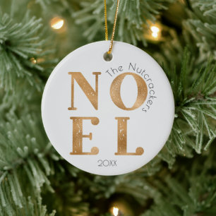 Ornamento De Cerâmica Noel Dourado Typografia Foto de Natal