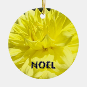 Ornamento De Cerâmica Noel Holiday Ornament Yellow Dahlia Flower Floral