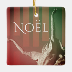 Ornamento De Cerâmica "Noel"/"Joy" com o Eplifante Angel Dark Green