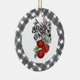 Ornamento De Cerâmica Noël Preto e Branco