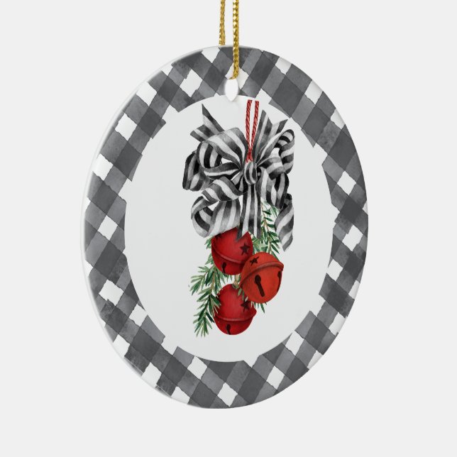 Ornamento De Cerâmica Noël Preto e Branco  (Direito )