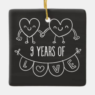 Ornamento De Cerâmica Noite Aniversário Gift Chalk Hearts