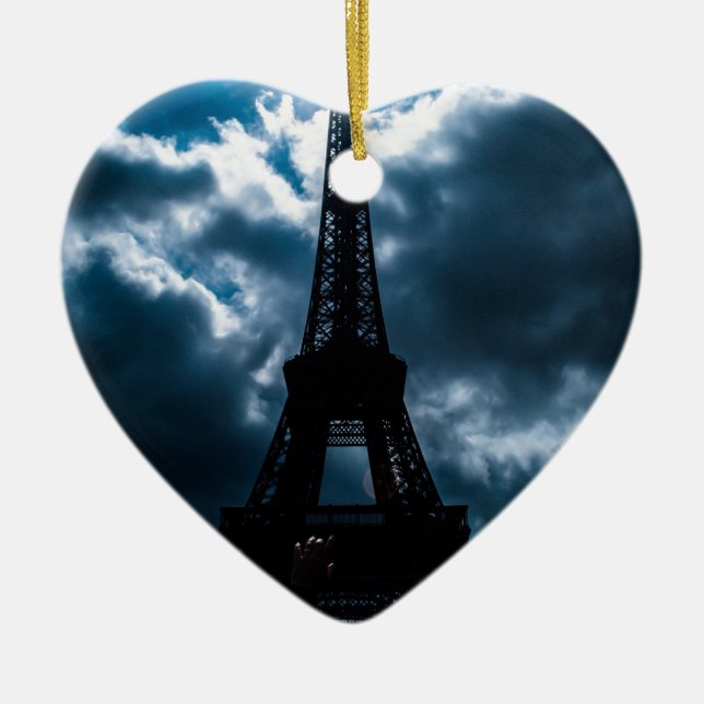 Ornamento De Cerâmica Noite Azul da Torre Eiffel (Frente)