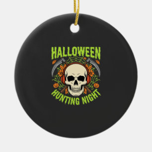 Ornamento De Cerâmica Noite de Caça de Halloween Desenho Vetorial Caveir