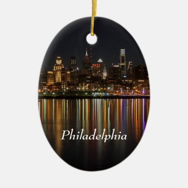 Ornamento De Cerâmica Noite de Philly (Frente)
