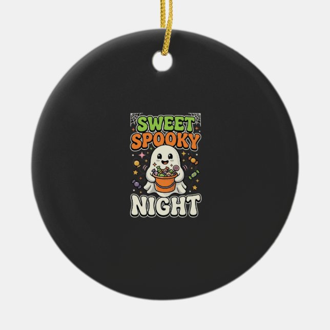 Ornamento De Cerâmica Noite de Terror de Doces de Halloween (Frente)