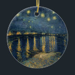 Ornamento De Cerâmica Noite estrelado de Vincent van Gogh | sobre o<br><div class="desc">Número de coleção da imagem:  XIR60960 a noite estrelado,  1888 (óleo em canvas). Gogh,  óleos da camionete de Vincent 1853-90) (em canvas. Musee d'Orsay,  Paris,  France Giraudon.  1888</div>