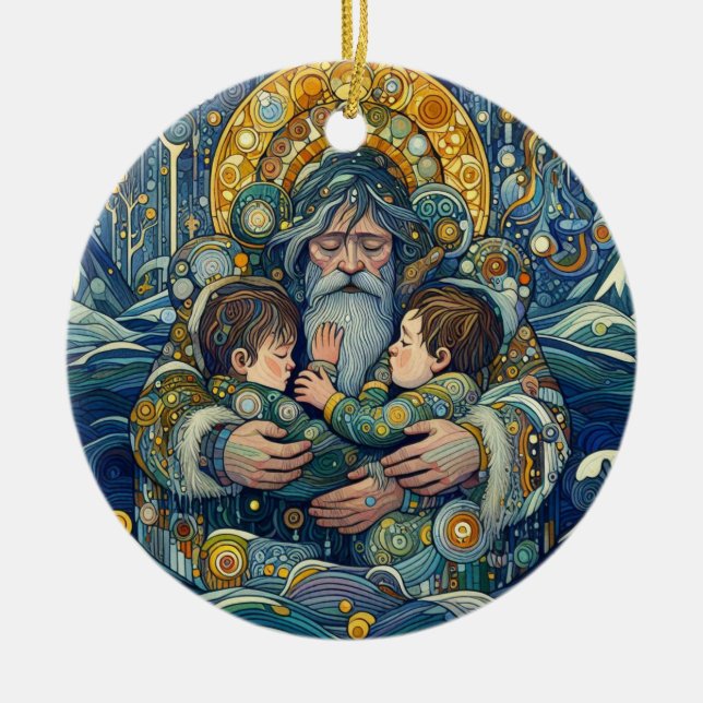 Ornamento De Cerâmica Noite Fria, Braços Fortes (Frente)