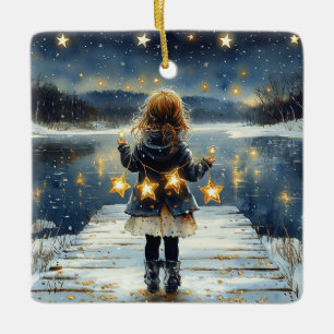 Ornamento De Cerâmica Noite Incantada de Estrelas de Inverno Natal Infan