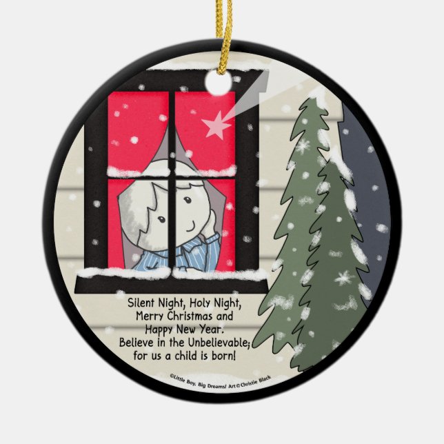 Ornamento De Cerâmica Noite Silenciosa, Noite Santa (Frente)