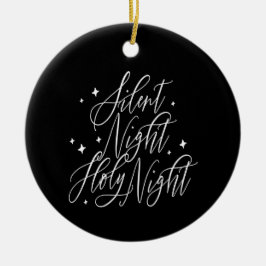 Ornamento De Cerâmica Noite Silenciosa Noite Santa Natal Preto Redondo
