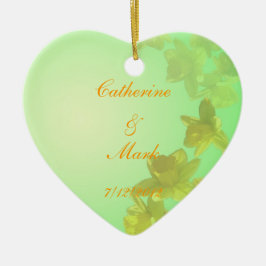 Ornamento De Cerâmica Noiva e noiva, casamento, tulipas amarelas