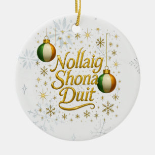 Ornamento De Cerâmica Nollaig Shona Duit Natal Irlandês Personalizado