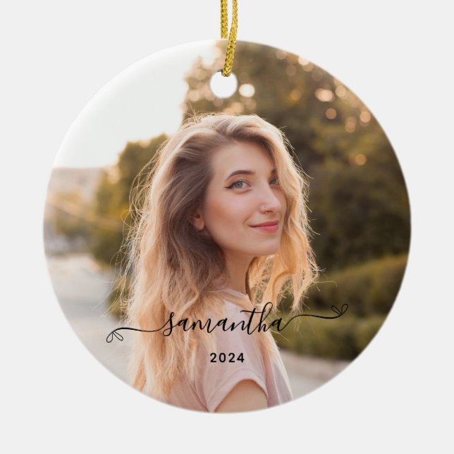 Ornamento De Cerâmica Nome da Assinatura do Arco de Cubo (Frente)