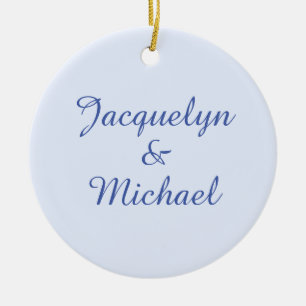 Ornamento De Cerâmica Nome da Caligrafia Moderna Elegante Azul